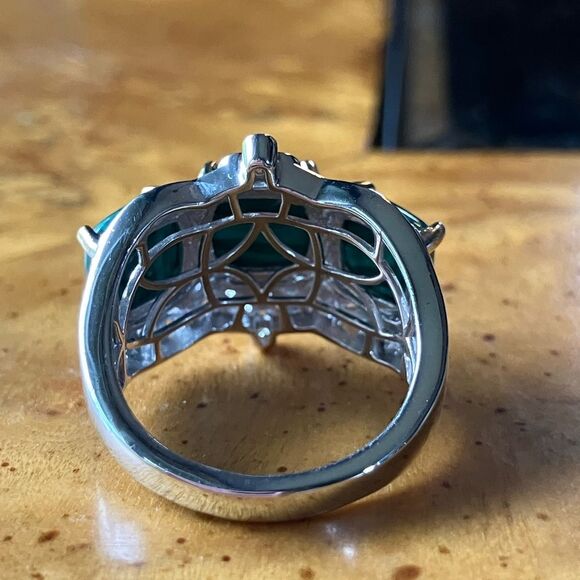 Natural Malachite Sterling Silver Ring Size 7 - Picture 4 of 8